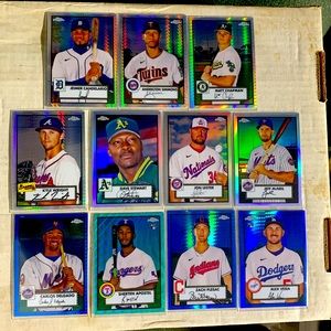 2021 Topps chrome, baseball rookie cards base cards lot